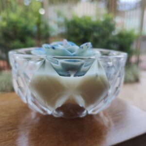 Vela decorativa no Bowl de cristal com bandejinha